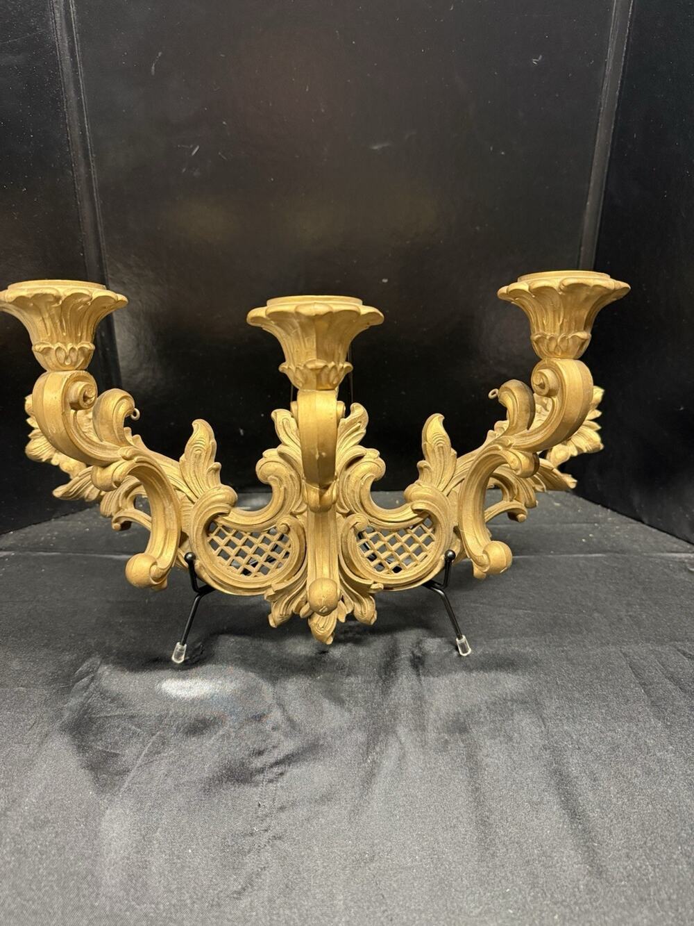 Gold 3 Arm Candle Wall Sconce Syroco 4002 Hollywood Regency 1966 MCMLXVI Dart